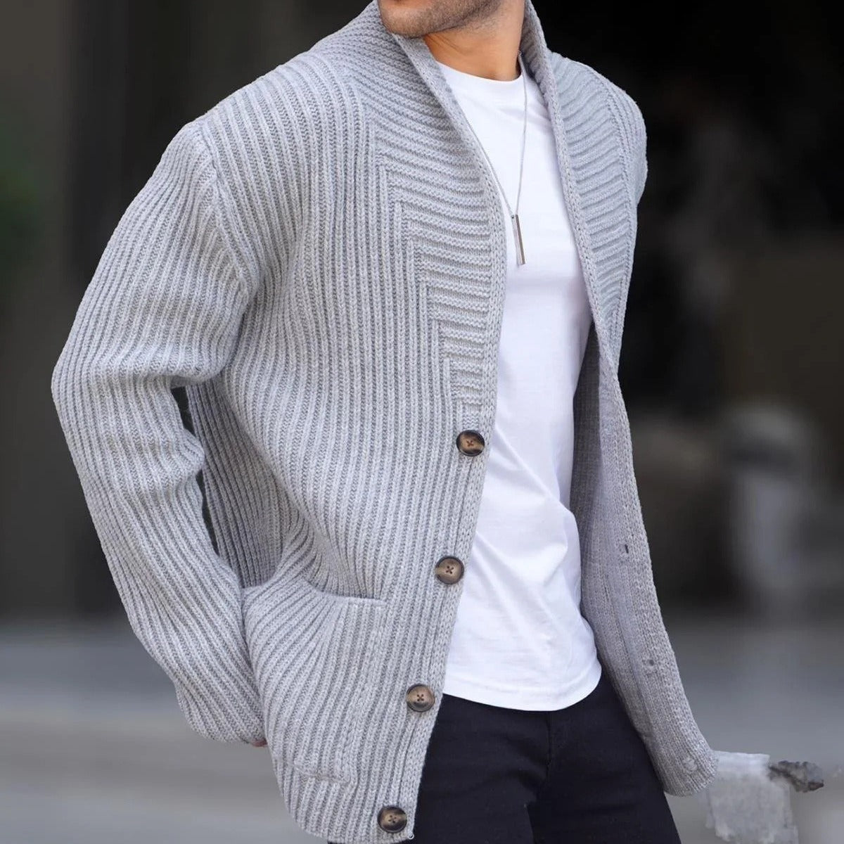 Cevori Modern Style Deep Neckline Cardigan