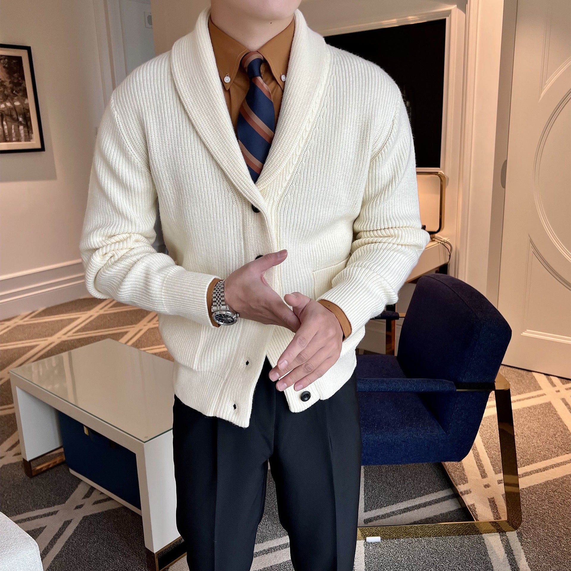 Classic Men's Knitted Button Jacket - BritishElegance