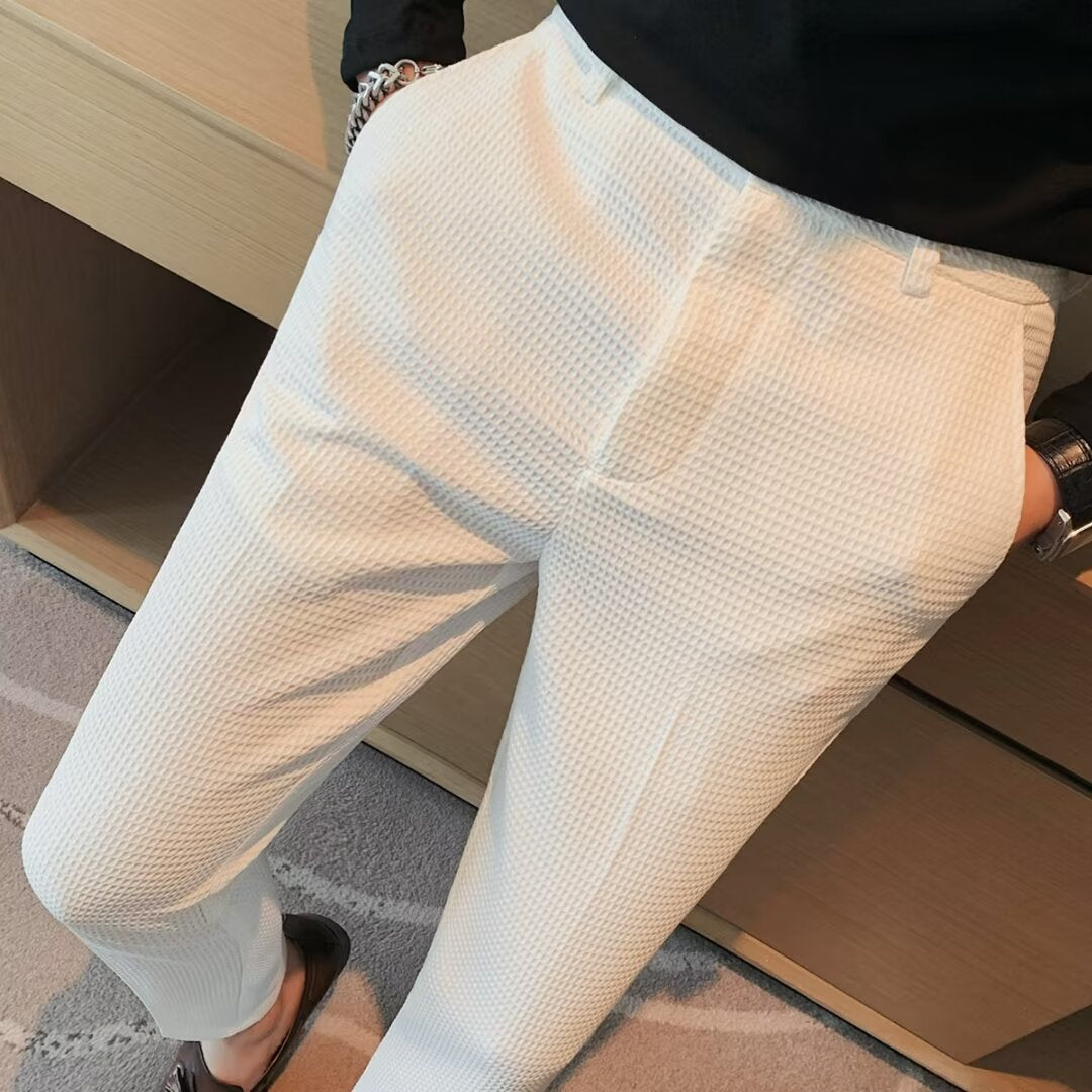 Slim Fit Textured Trousers for Men