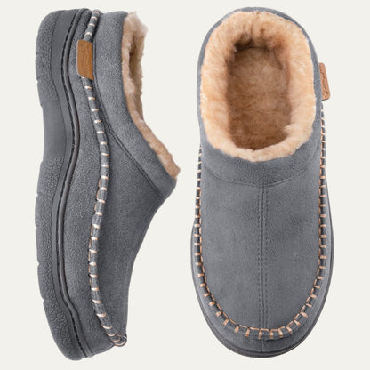 Men’s Suede Slip On Faux Fur Moccasin Slippers