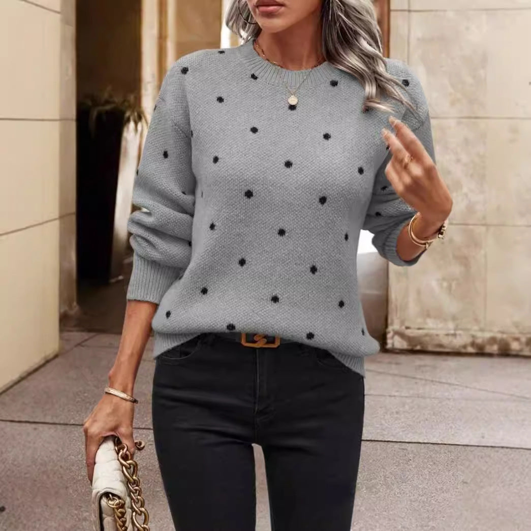 Comfy Women's Loose Fit Dot Pullover Sweater