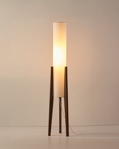 Rustic Wood Floor Lamp With Linen Shade - BritishElegance