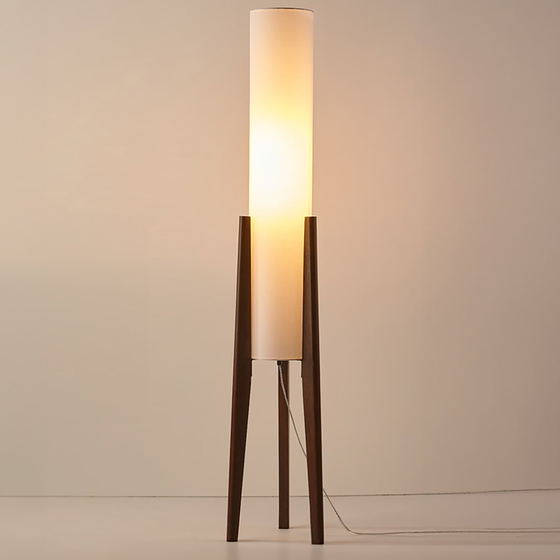 Rustic Wooden Floor Lamp With Creamy Linen Shade - BritishElegance