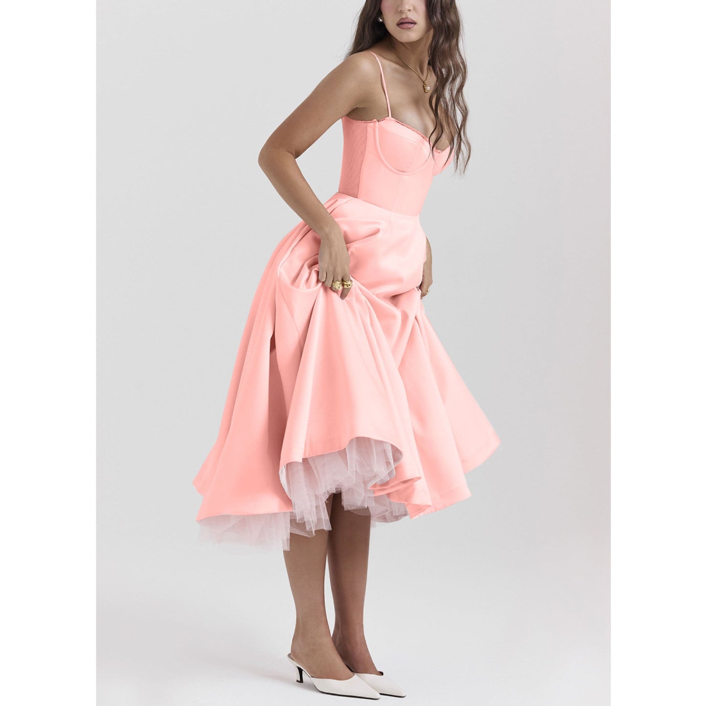 Relaxed Fit V-Neck Maxi Dress – Lightweight Ruffled Skirt