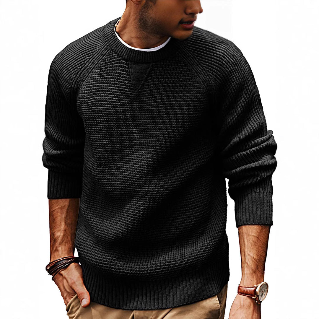 Men’s Waffle Knit Raglan Pullover Sweater