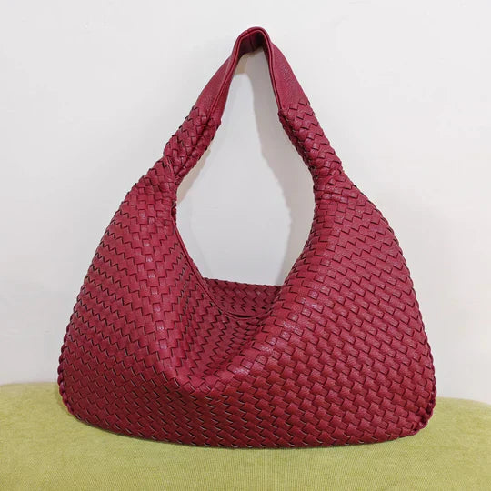 Red Valentina Woven Shopping Bag