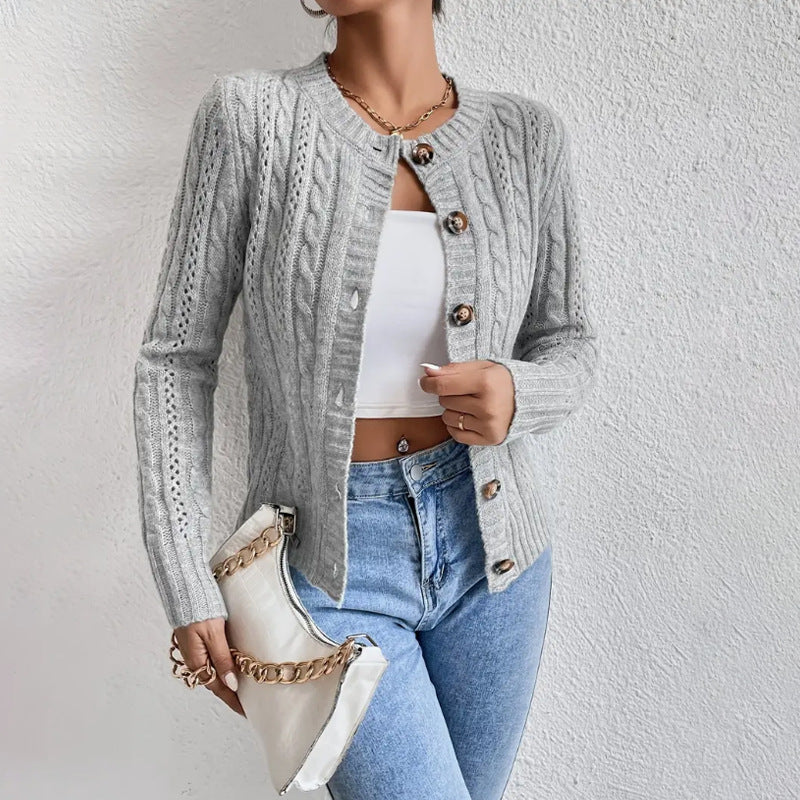 Classic Women's Cable Knit Button Cardigan Sweater