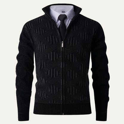 Men’s Modern Geometric Knit Zip Cardigan