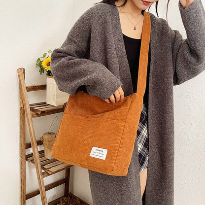 Rugged Corduroy Tote Bag for Women - Extra Large - BritishElegance