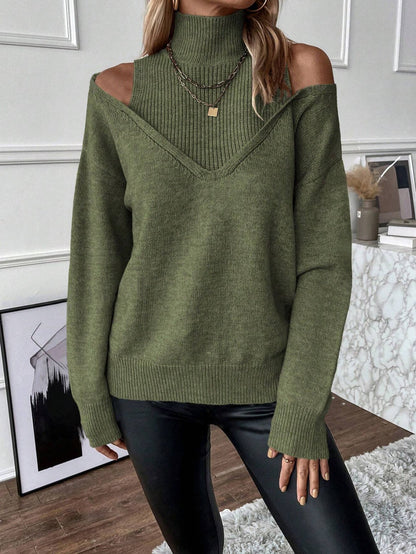 Chic Off Shoulder Winter Turtleneck Sweater