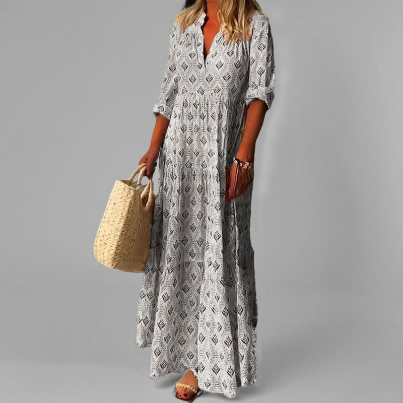 July – Women’s Vintage Print Maxi Dress