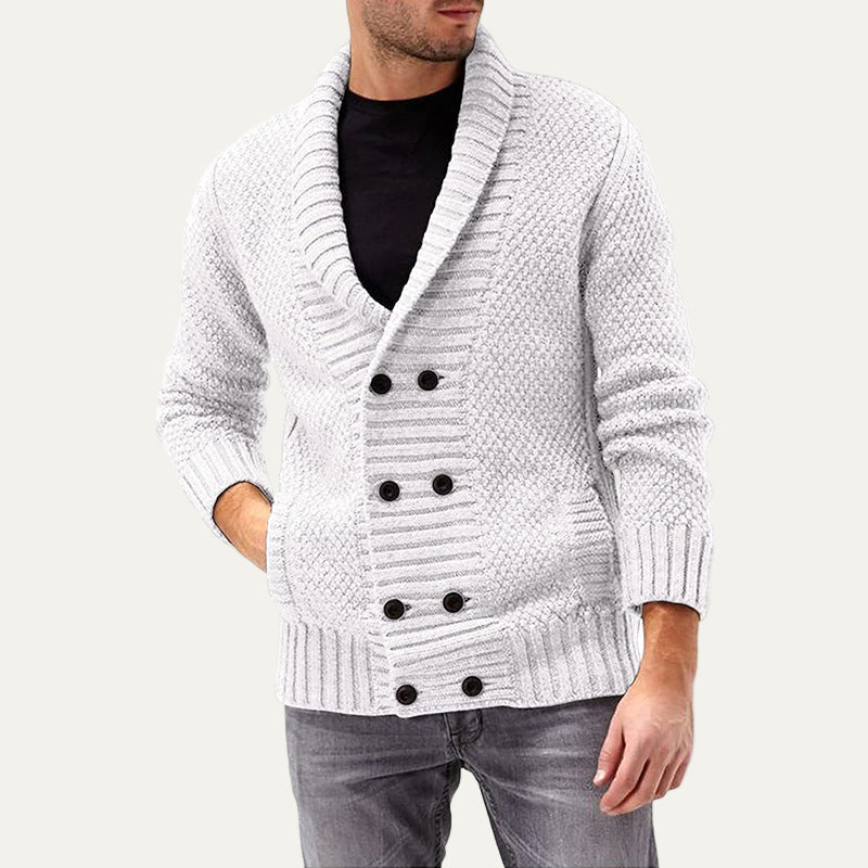 Men’s Double Breasted Chunky Rib Knit Cardigan