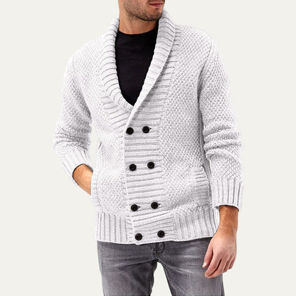 Men’s Double Breasted Chunky Rib Knit Cardigan