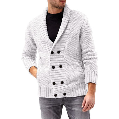 Cevori Double Button Placket Structured Cardigan