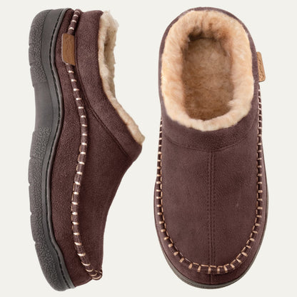 Men’s Suede Slip On Faux Fur Moccasin Slippers