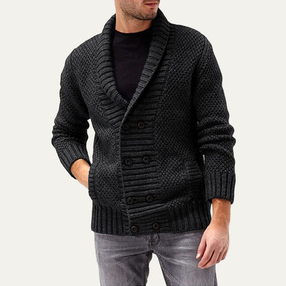 Men’s Double Breasted Chunky Rib Knit Cardigan