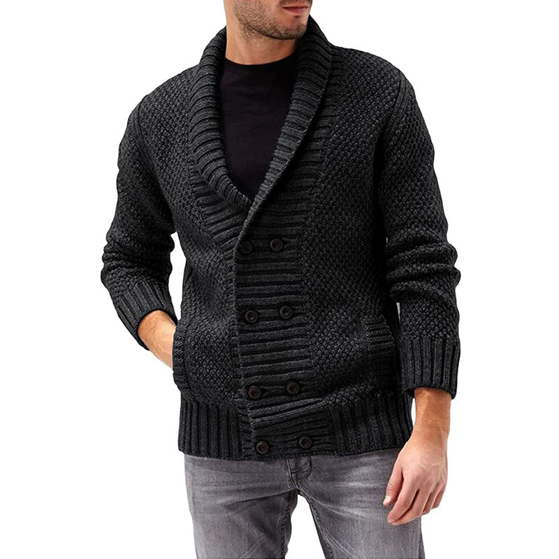 Cevori Double Button Placket Structured Cardigan