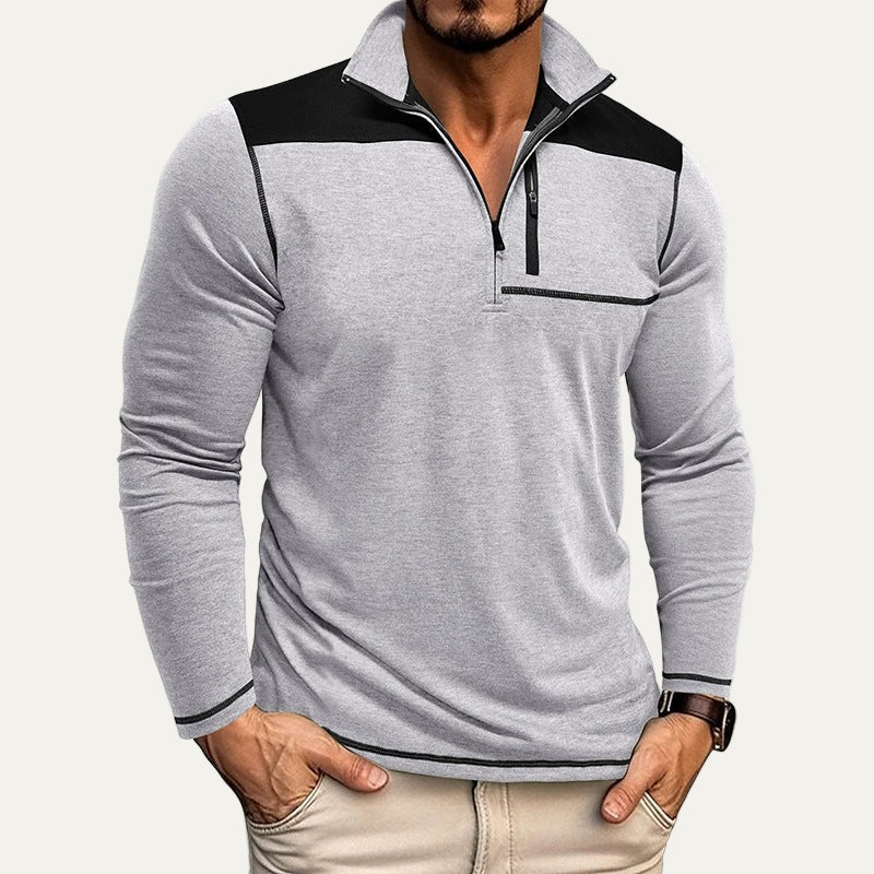 Men’s Slim Fit Zip Stand Collar Pullover