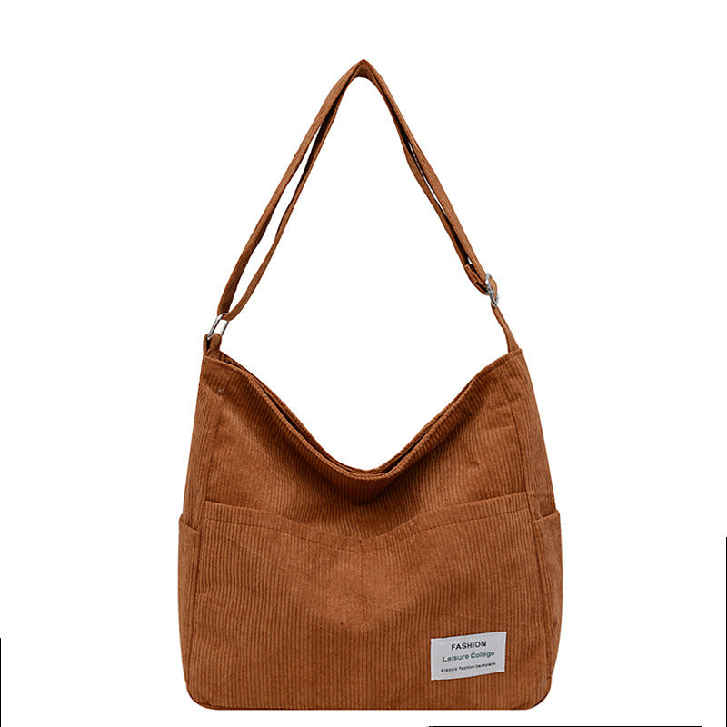 Rugged Corduroy Tote Bag for Women - Extra Large