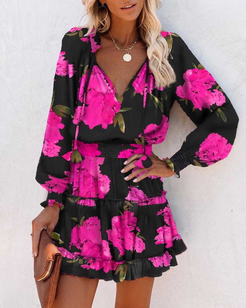 Bright Floral Fit Mini Dress for Women - BritishElegance