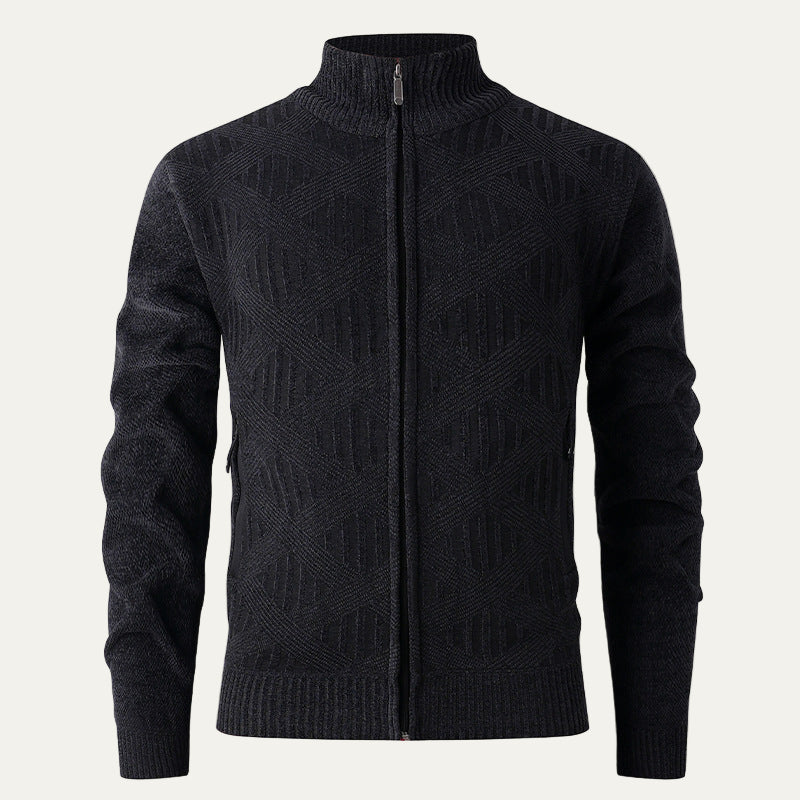 Men’s Modern Geometric Knit Zip Cardigan