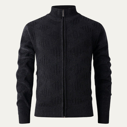 Men’s Modern Geometric Knit Zip Cardigan