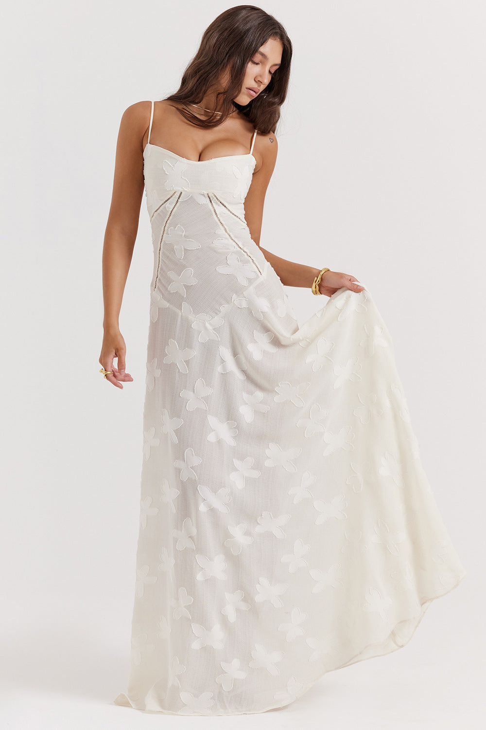 Chic Women's Maxi Dress - Smooth Fit - Thin Straps