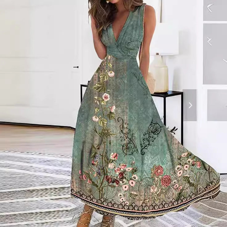 Beautiful Floral Long Evening Dress - BritishElegance
