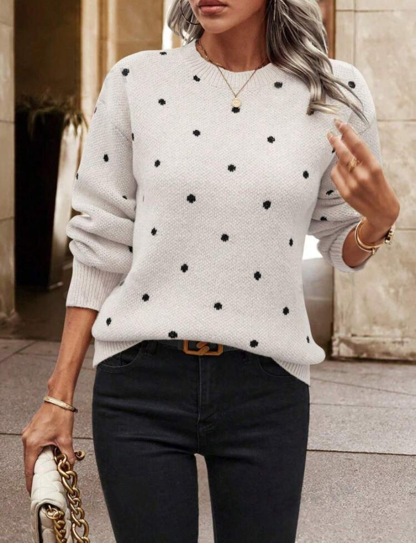 Comfy Women's Loose Fit Dot Pullover Sweater