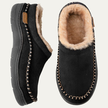 Men’s Suede Slip On Faux Fur Moccasin Slippers