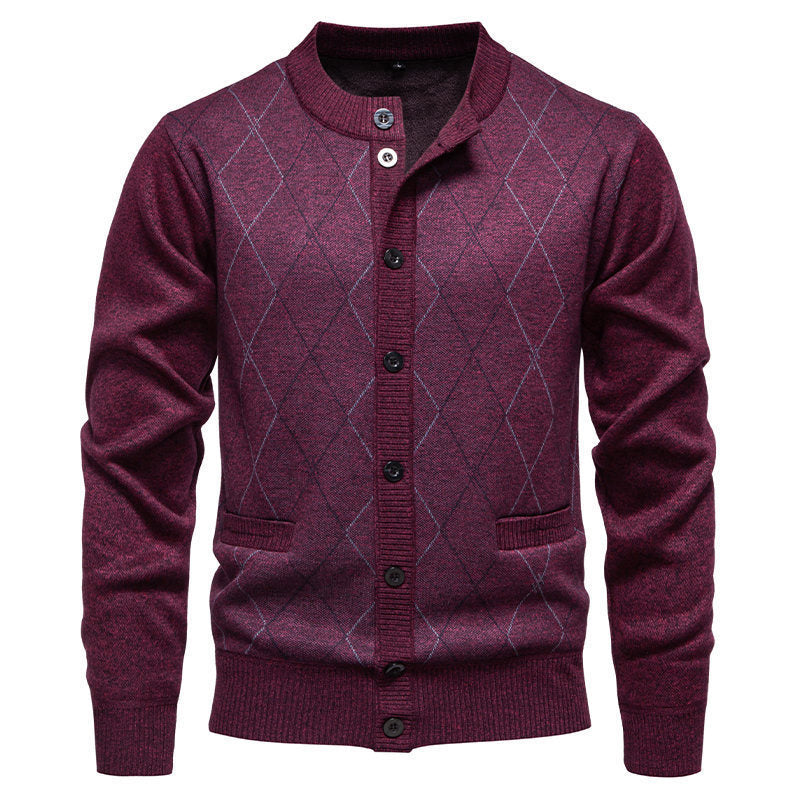 Men’s Argyle Knitted Button Cardigan