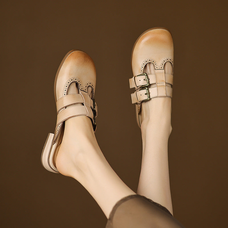 Elin Genuine Leather Mules