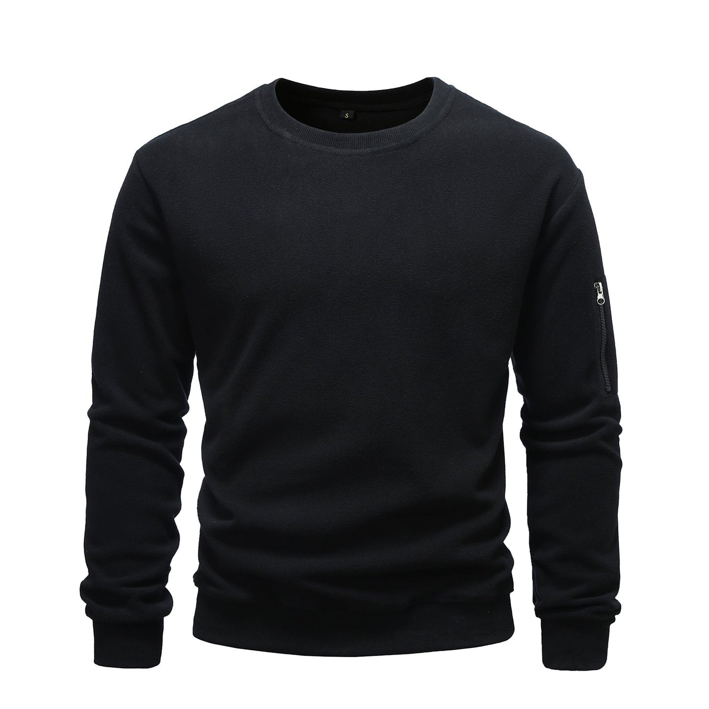 Men’s Contrast Trim Crewneck Sweatshirt With Sleeve Pocket