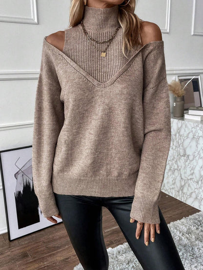 Chic Off Shoulder Winter Turtleneck Sweater