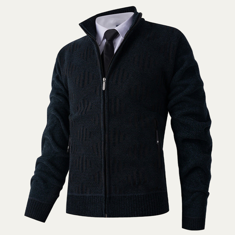 Men’s Modern Geometric Knit Zip Cardigan