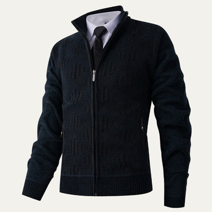 Men’s Modern Geometric Knit Zip Cardigan