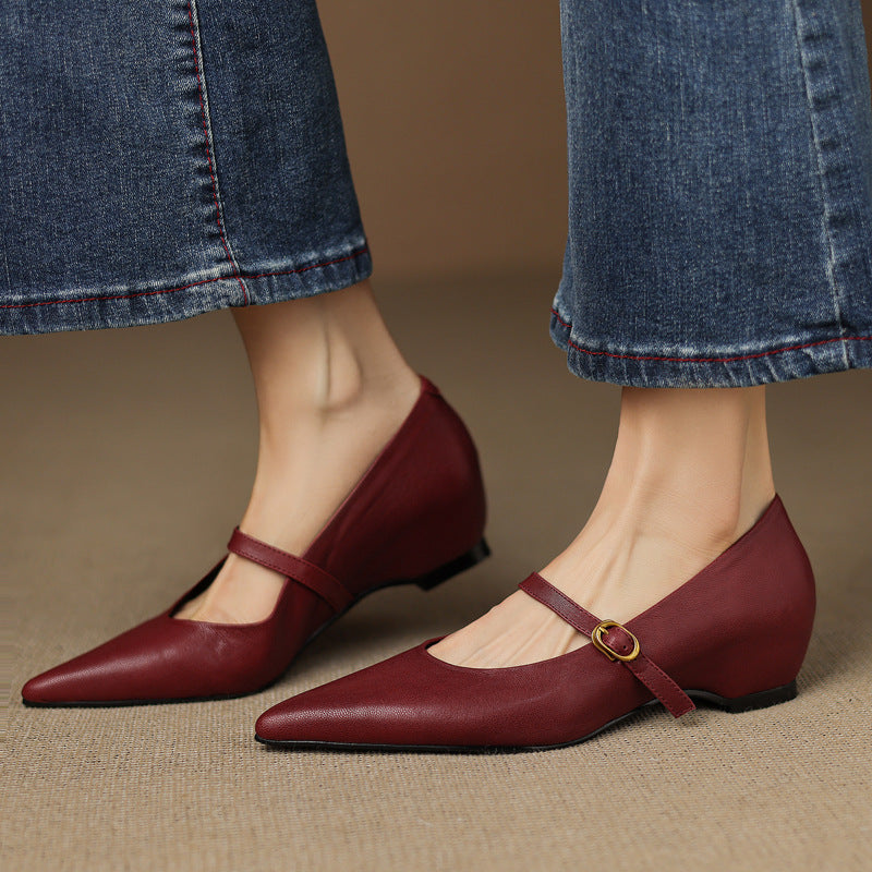 Delia Genuine Leather Heels