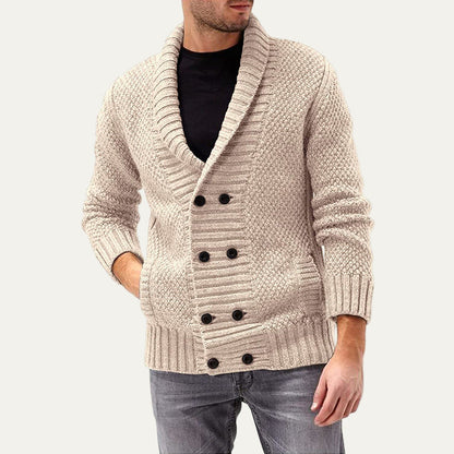 Men’s Double Breasted Chunky Rib Knit Cardigan
