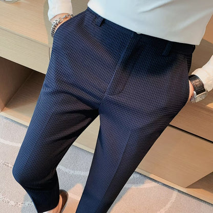 Slim Fit Textured Trousers for Men