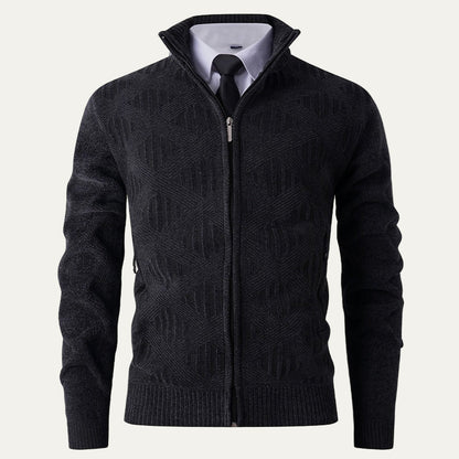 Men’s Modern Geometric Knit Zip Cardigan