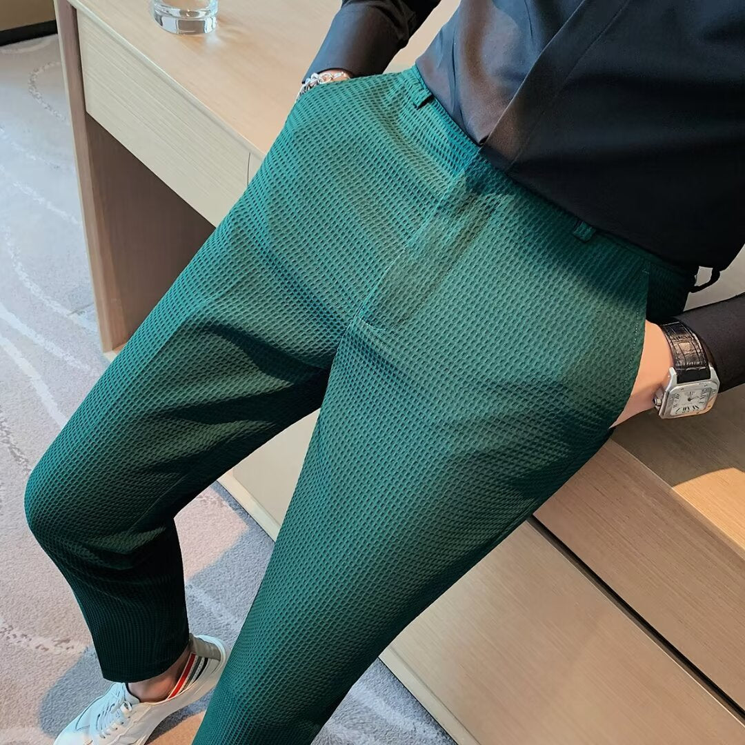 Slim Fit Textured Trousers for Men