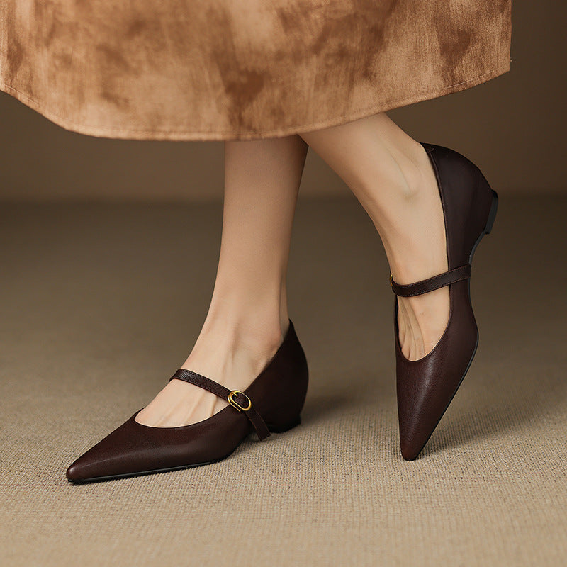 Delia Genuine Leather Heels