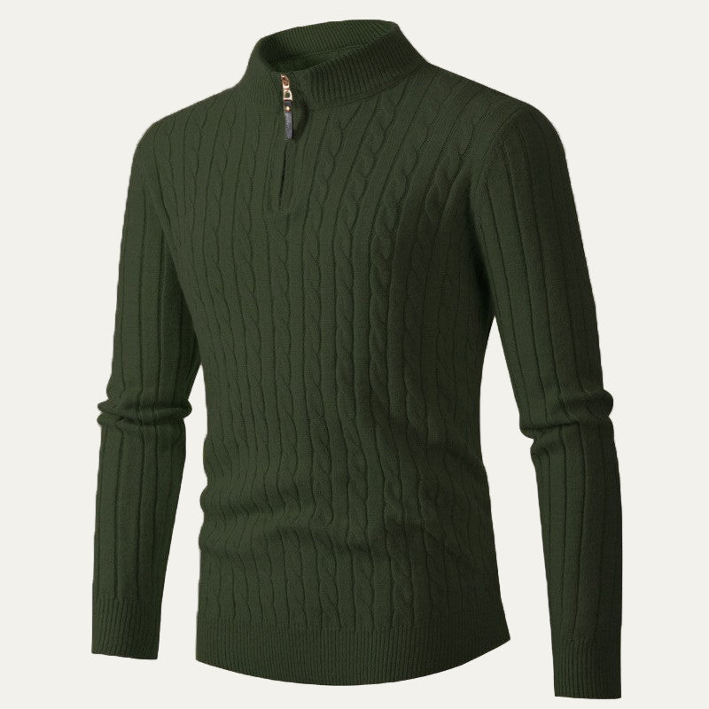 Men’s Slim Fit Cable Knit Quarter Zip Sweater