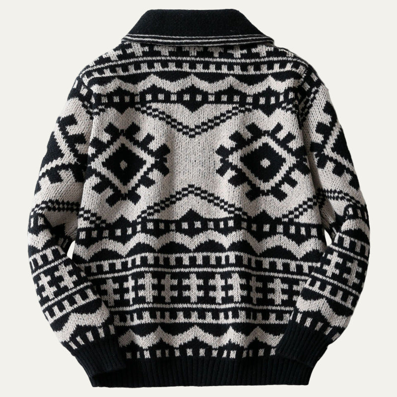 Men’s Geometric Knit Zip Sweater Jacket
