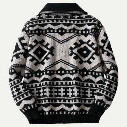 Men’s Geometric Knit Zip Sweater Jacket