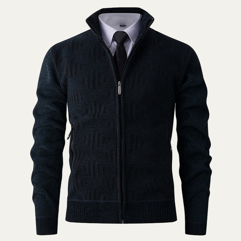 Men’s Modern Geometric Knit Zip Cardigan