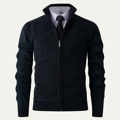 Men’s Modern Geometric Knit Zip Cardigan