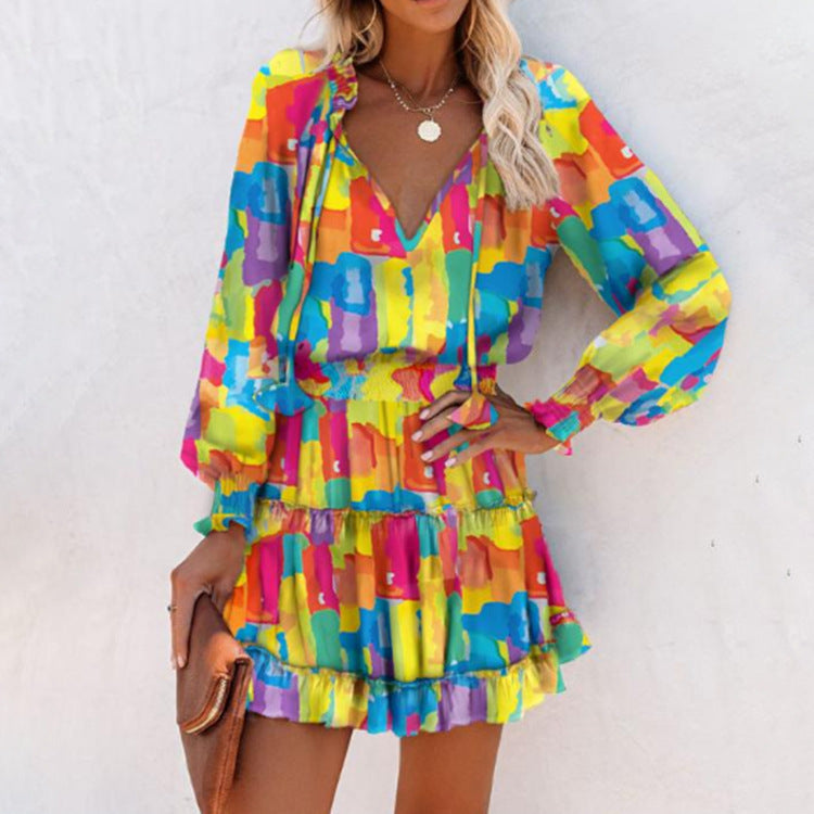 Bright Floral Fit Mini Dress for Women