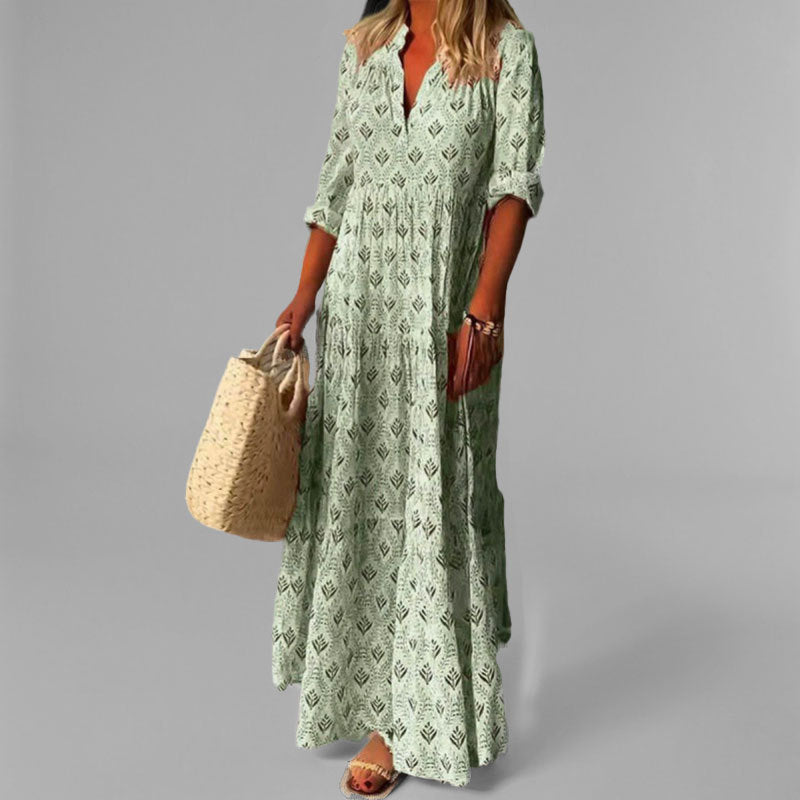 July – Women’s Vintage Print Maxi Dress
