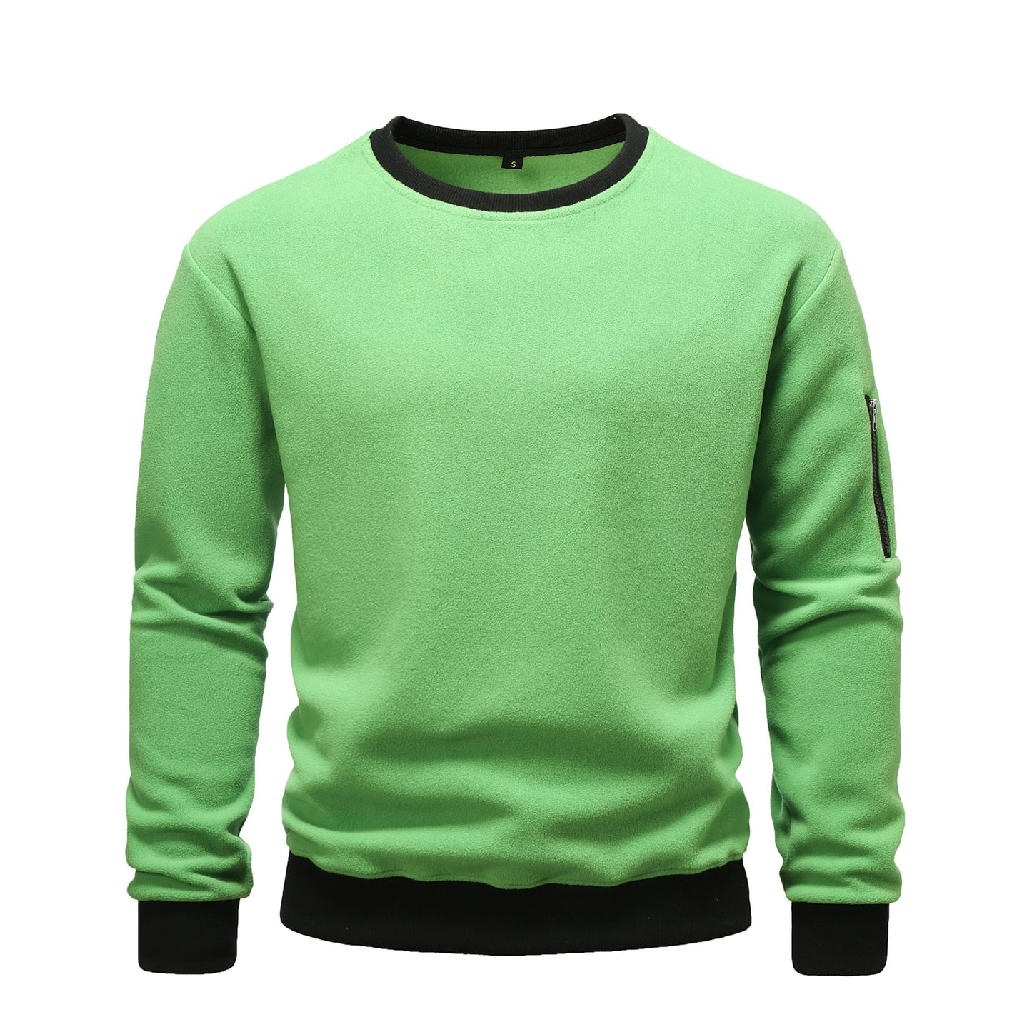 Men’s Contrast Trim Crewneck Sweatshirt With Sleeve Pocket